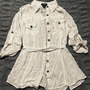 White Button-up Shirt Blouse Button-up